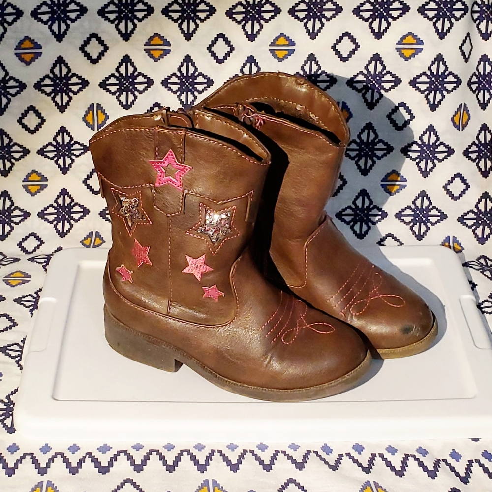Brown & Pink Cowboy boots Size 11C